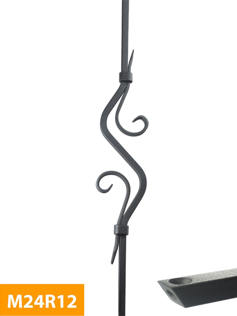 where 12mm Square Decorative Rake Baluster - M24R12