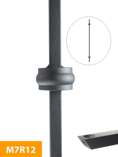 where 12mm Square Double Knuckle Rake Baluster - M7R12H