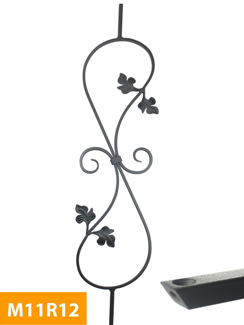 where 12mm Square S-Scroll Panel Level Baluster - M11R12