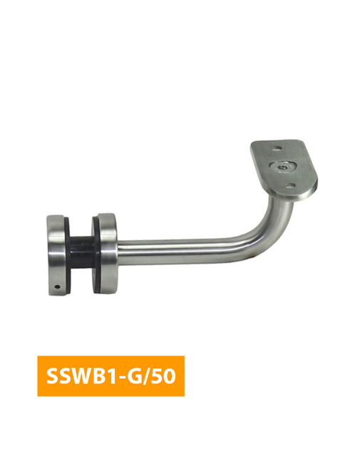what 84mm Handrail Bracket for Glass with Curved 50mm Top - SSWB1-G/50 (Satin Finish)